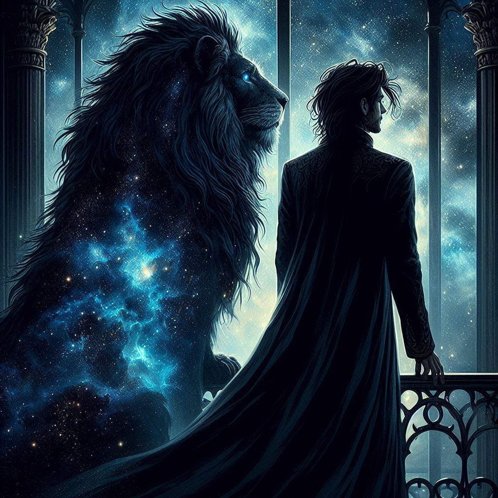 Mystická ilustrácia kozmického leva zo sveta AEternus